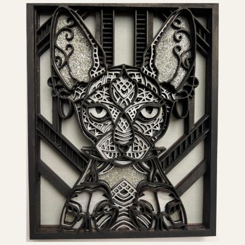 Mystic Sphynx – 3D Layered Shadow Box Wall Art