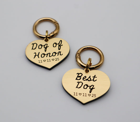 Wedding Dog Tags -  “Dog of Honor” and “Best Dog”