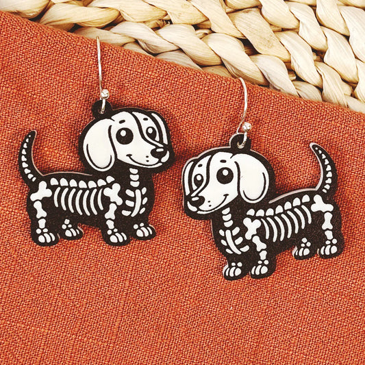 Dachshund Skeleton Earrings